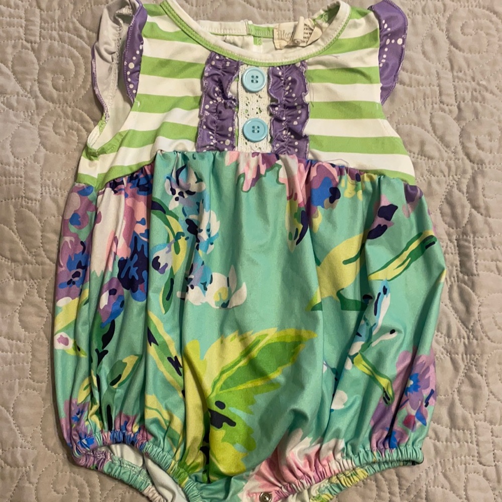 Boutique Spring time bubble romper for girls 18-24 mo.